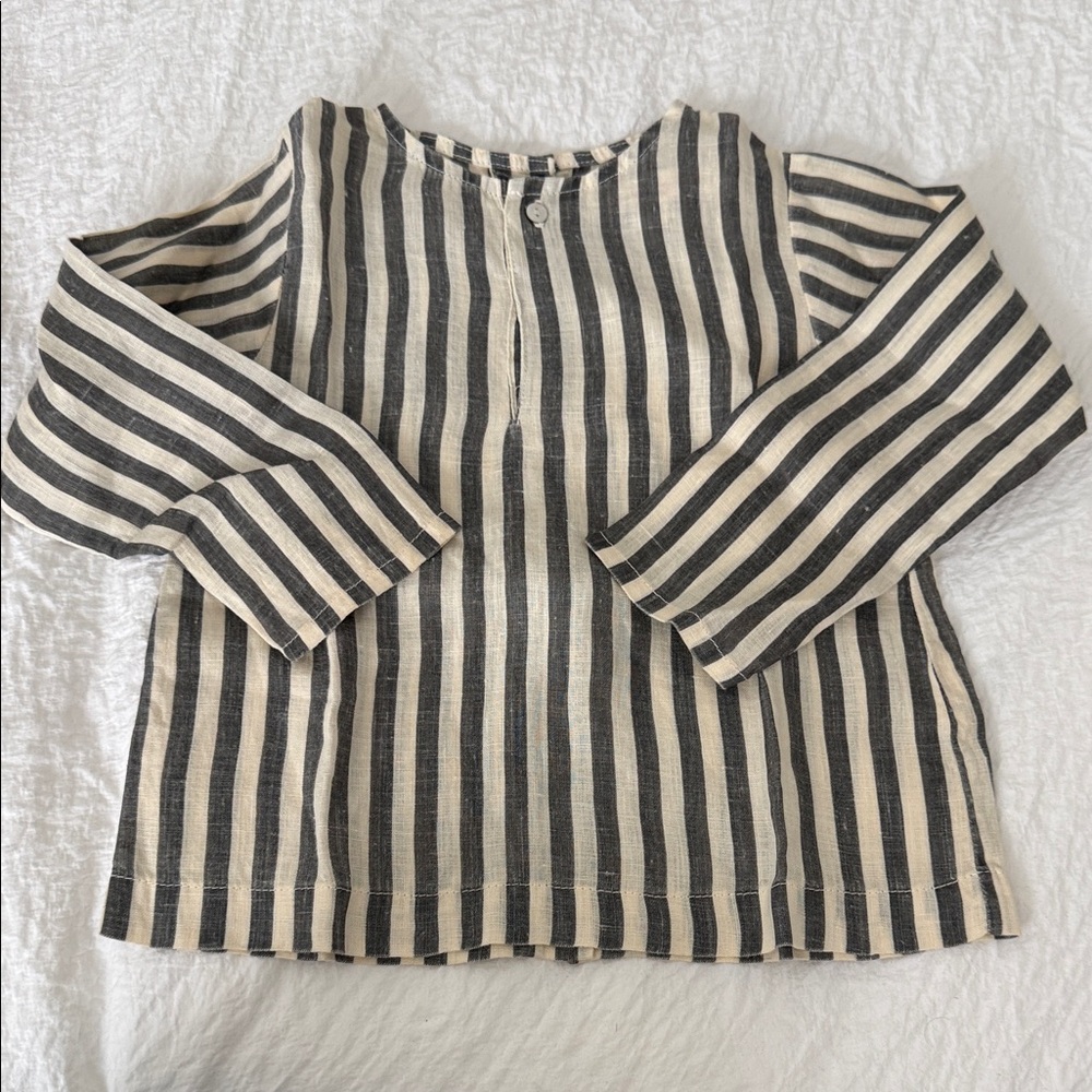Omibia linen shirt- grey & Cream